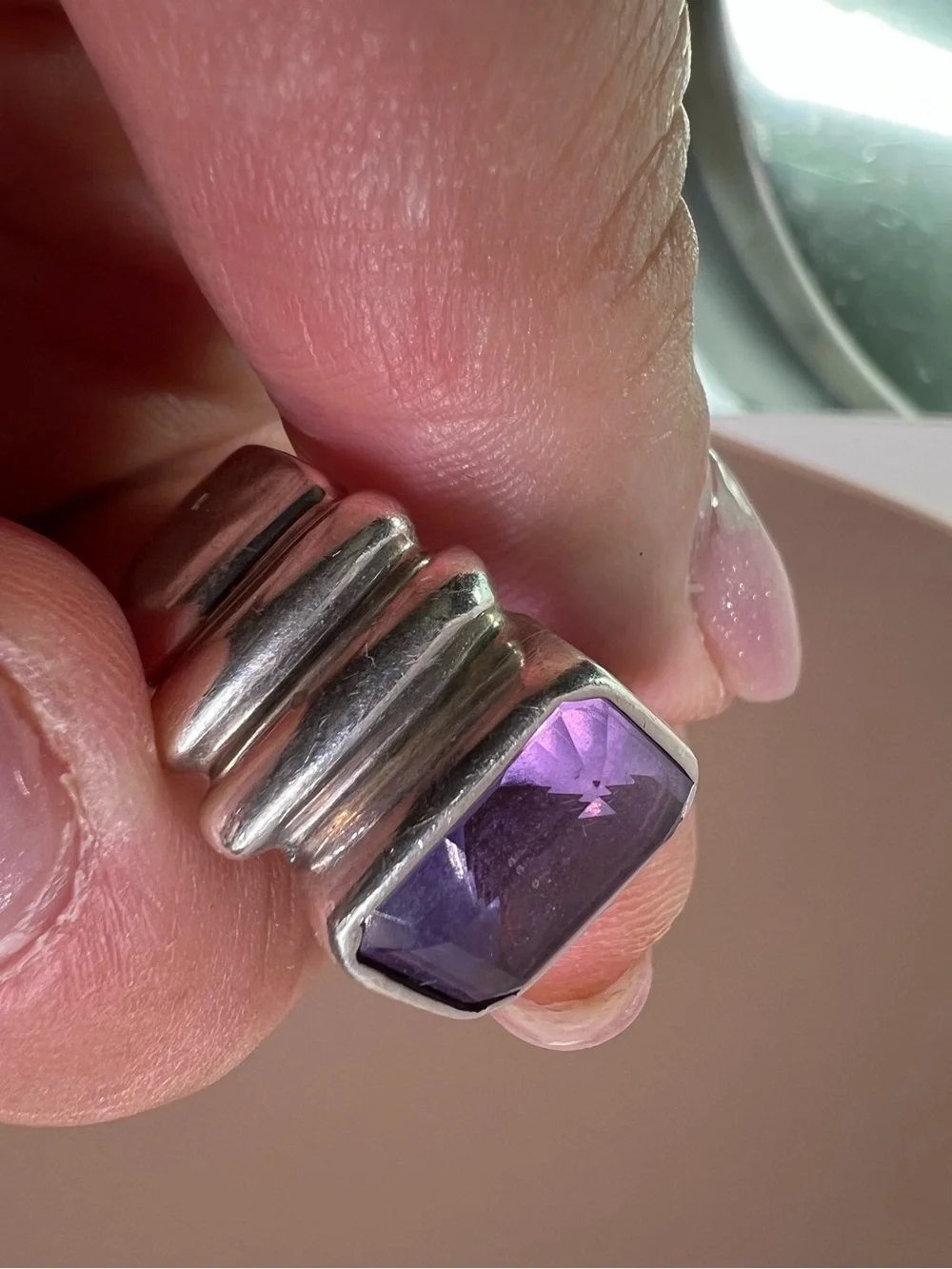 Sterling Silver Amethyst Statement Ring